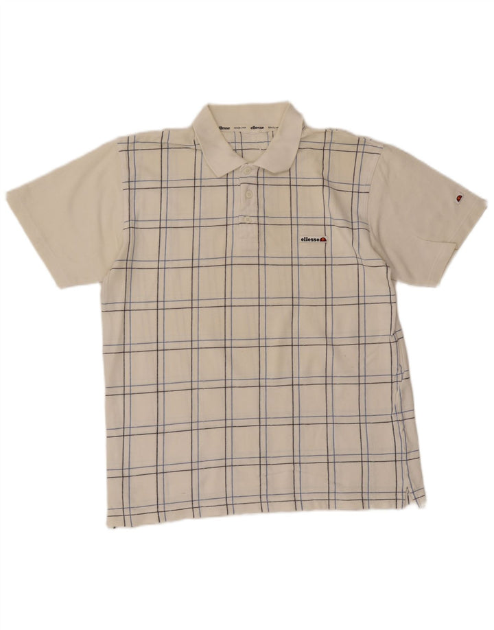 Polo Ellesse Hombre De Algodón A Cuadros Blanco Mediano