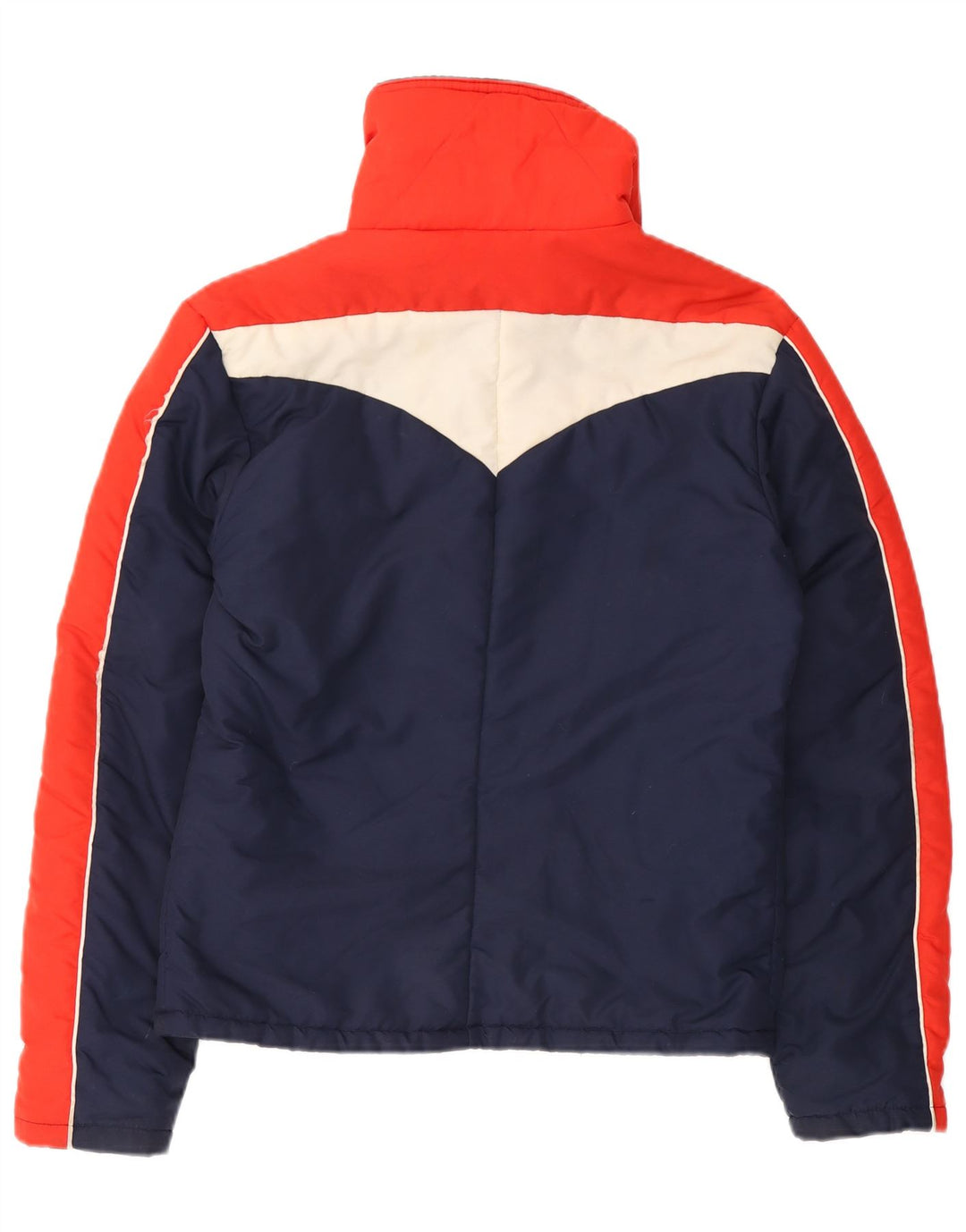 Vintage mujer chaqueta acolchada Reino Unido 14 grande azul marino colorblock