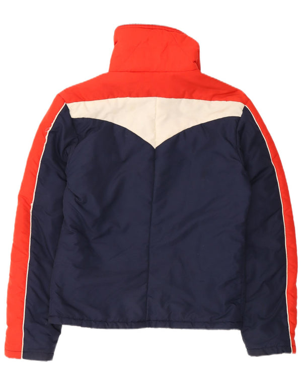 Vintage mujer chaqueta acolchada Reino Unido 14 grande azul marino colorblock