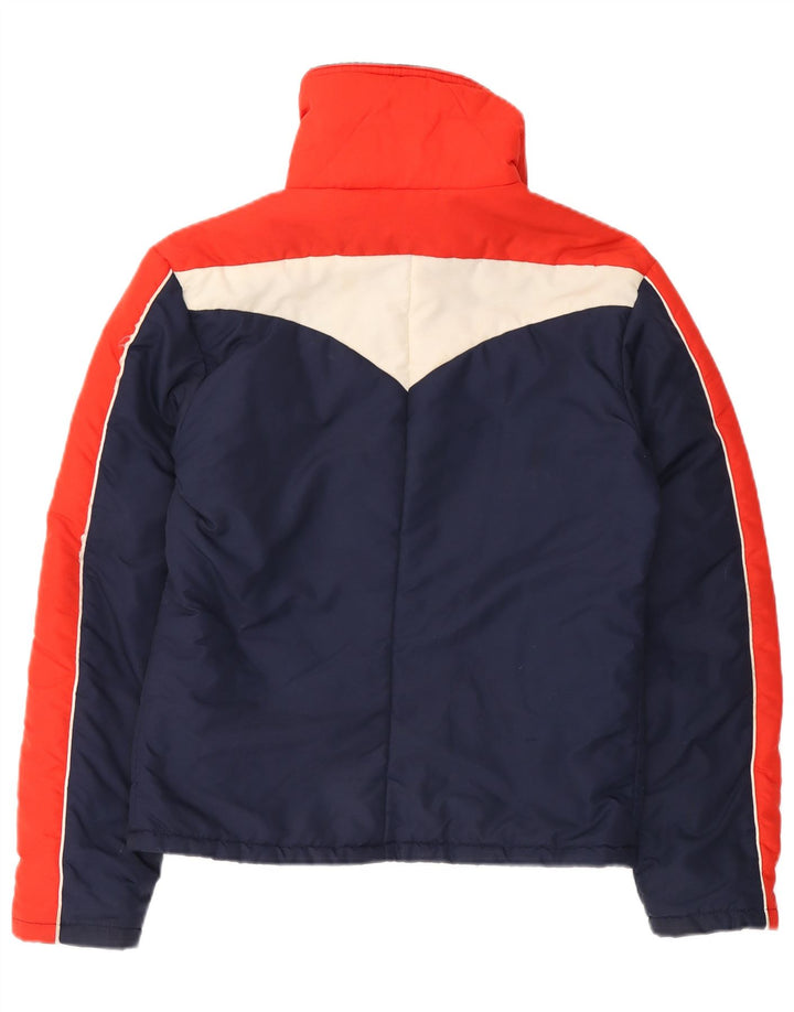 Vintage mujer chaqueta acolchada Reino Unido 14 grande azul marino colorblock