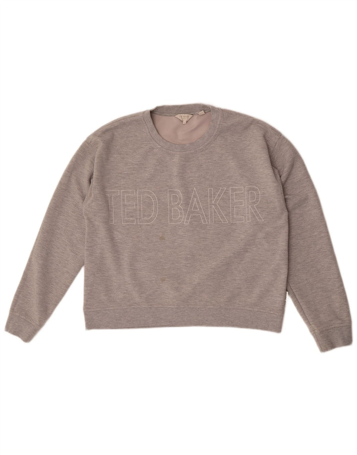 Ted Baker Sudadera gráfica para mujer Jersey Talla 4 Grande Gris moteado
