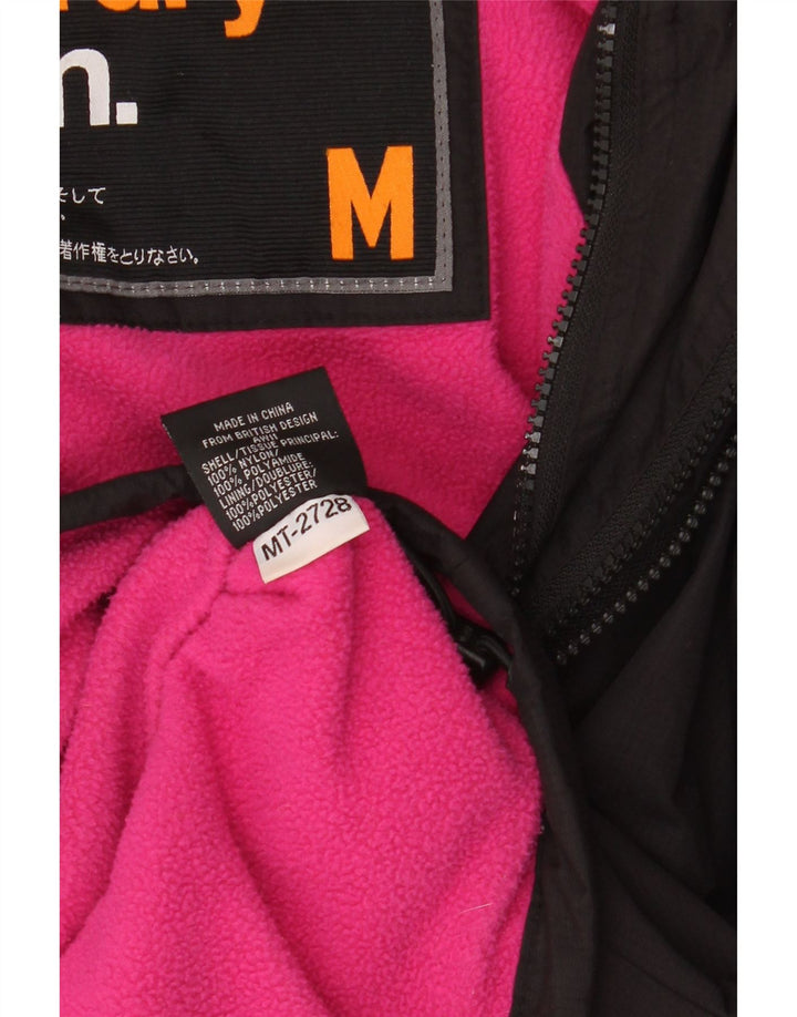 Superdry Chaqueta Cortavientos Con Capucha Para Mujer UK 44 Medium Black Nylon