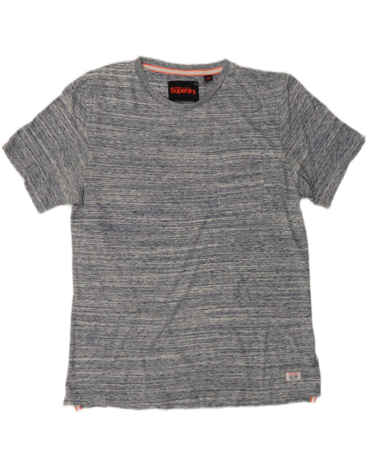 SUPERDRY Hombre Camiseta Top Algodón Moteado Azul Medio