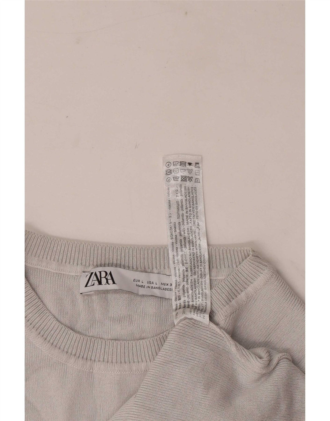 Zara Mujer Crop Top UK 44 Viscosa Gris Grande