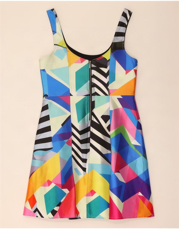 Coast Vestido acampanado sin mangas para mujer UK 44 Grande Multicolor Geométrico