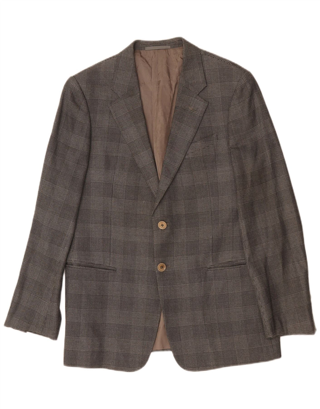 Armani Chaqueta tipo blazer de 2 botones para hombre, Reino Unido 38, cuadros grises medianos