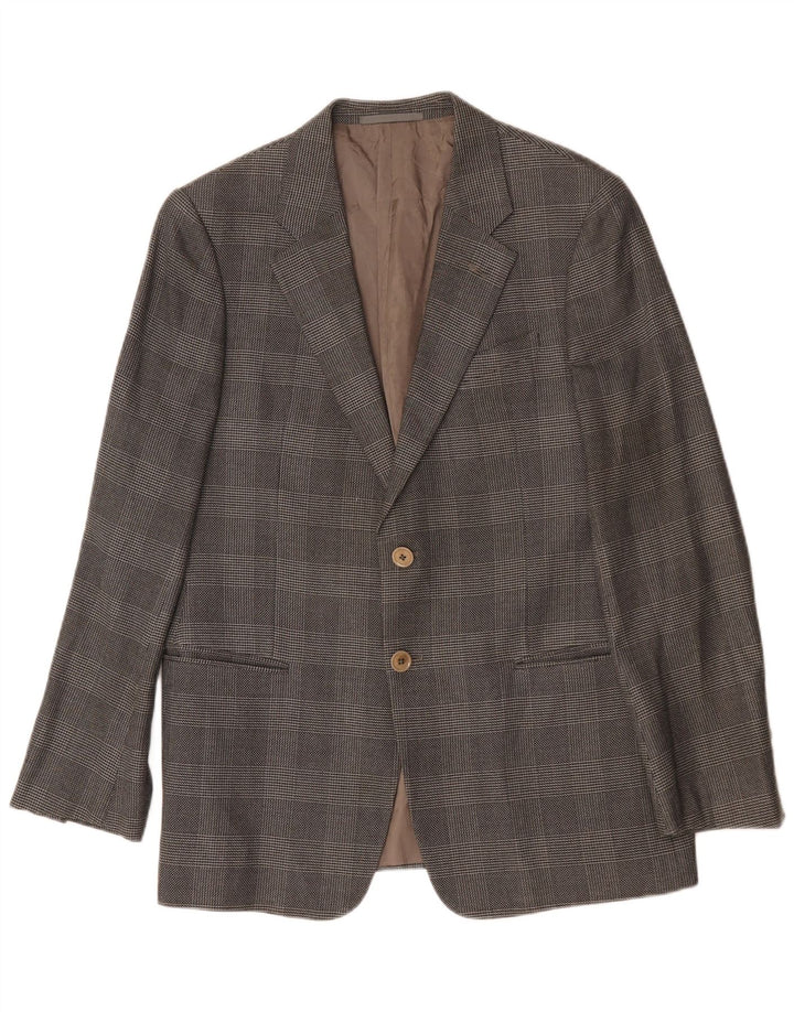 Armani Chaqueta tipo blazer de 2 botones para hombre, Reino Unido 38, cuadros grises medianos