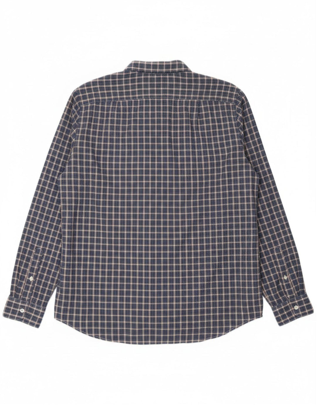 Camisa Benetton Hombre 2XL Algodón A Cuadros Azul Marino