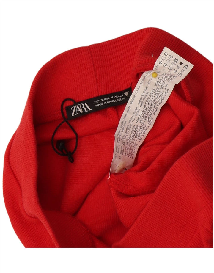 Zara Mujer Leggings Reino Unido 12 Mediano Rojo Algodón