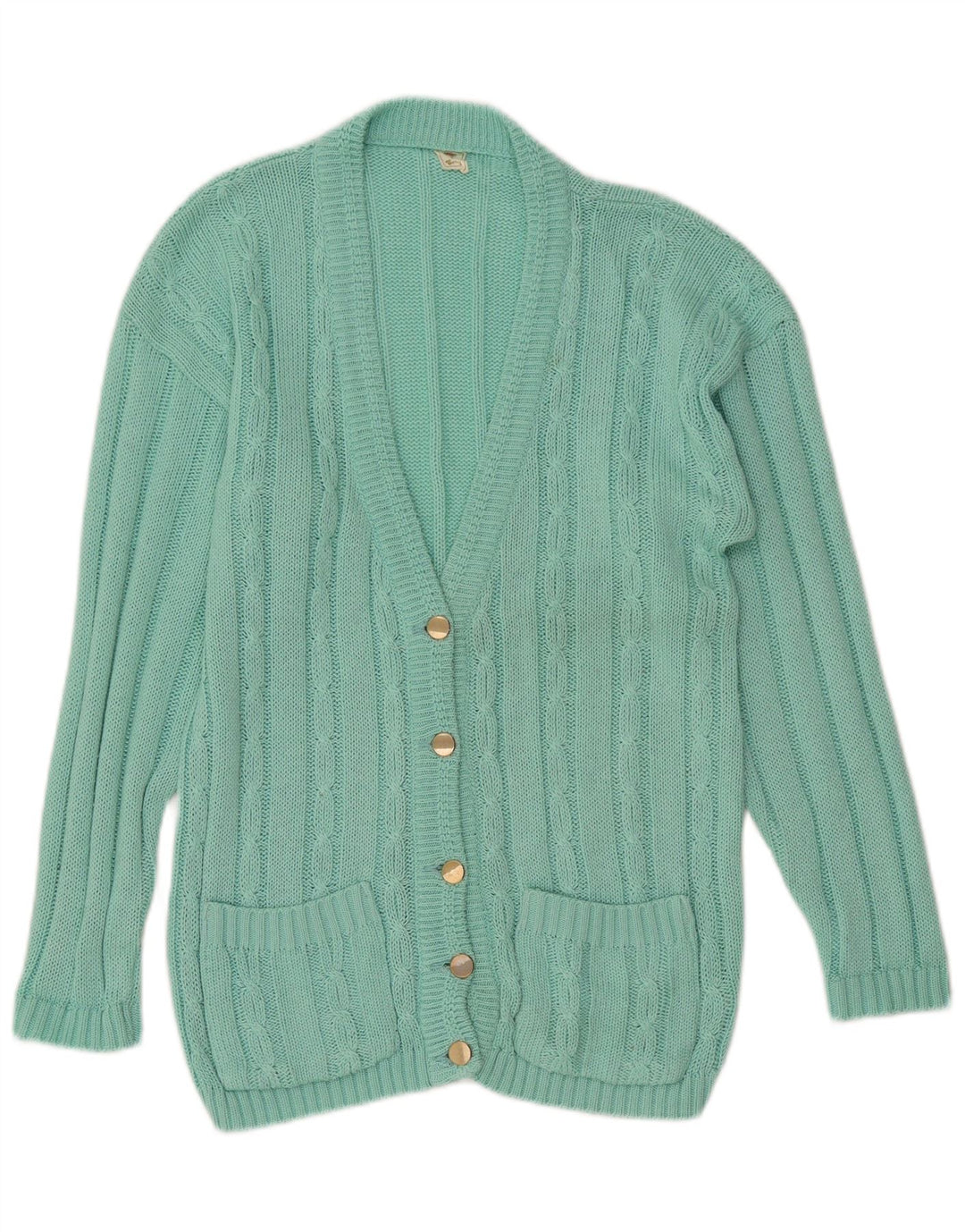 Vintage mujer Cardigan suéter Reino Unido 14 verde grande