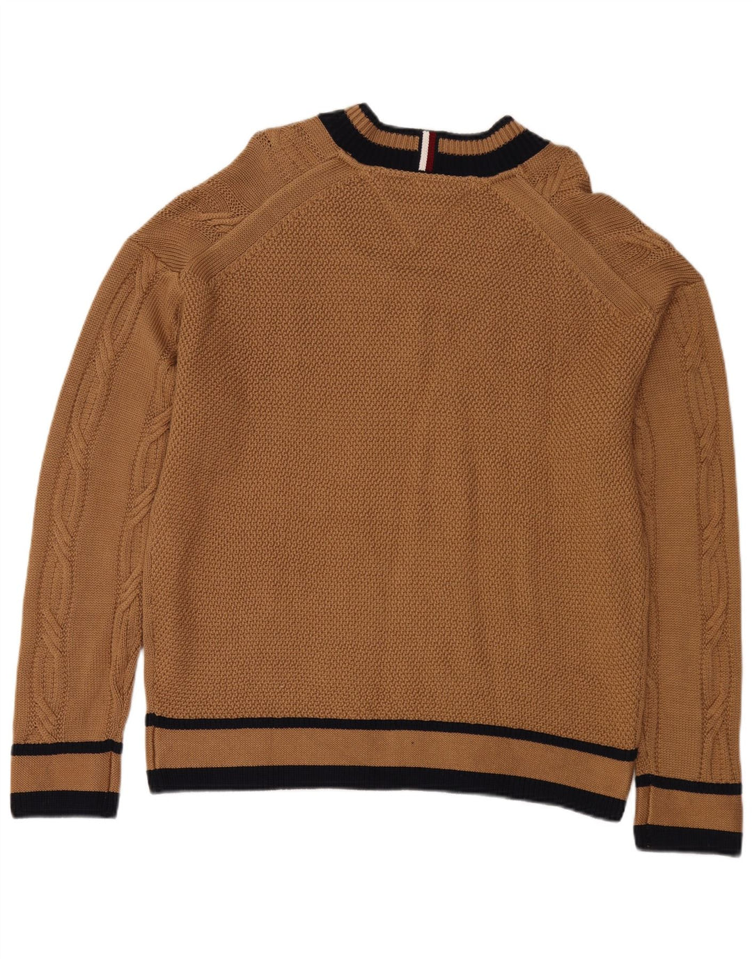 Tommy Hilfiger Jersey con cuello en V para hombre, color marrón medio