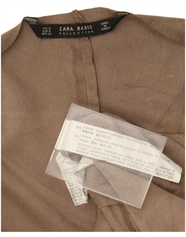 Zara Mujer Cárdigan Manga 3/4 Top UK 44 Poliéster Beige Medio