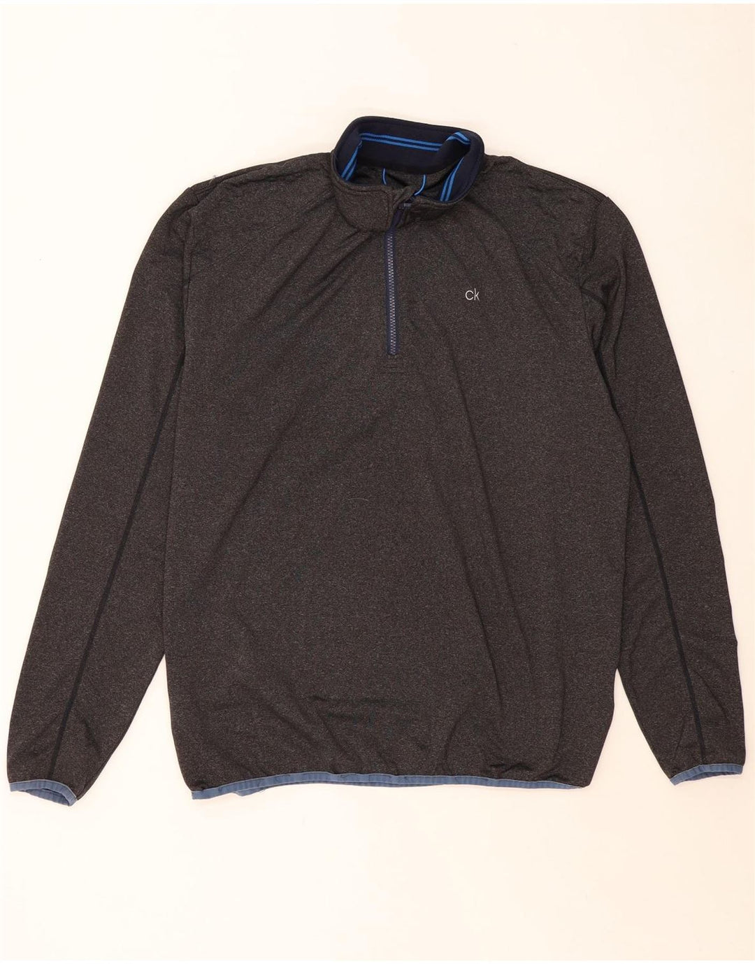 CALVIN KLEIN Top de chándal con cuello y cremallera para hombre XL Poliéster gris