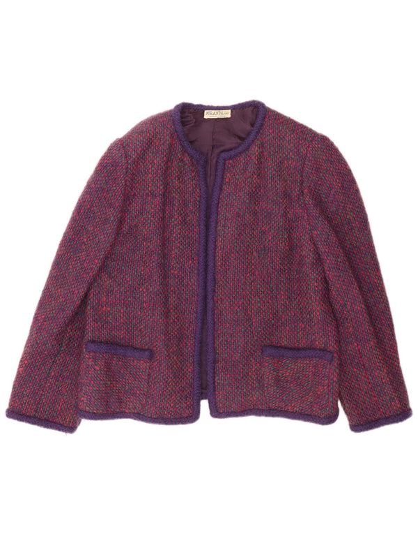 Vintage mujer Blazer chaqueta Reino Unido 18 XL púrpura comprobar lana