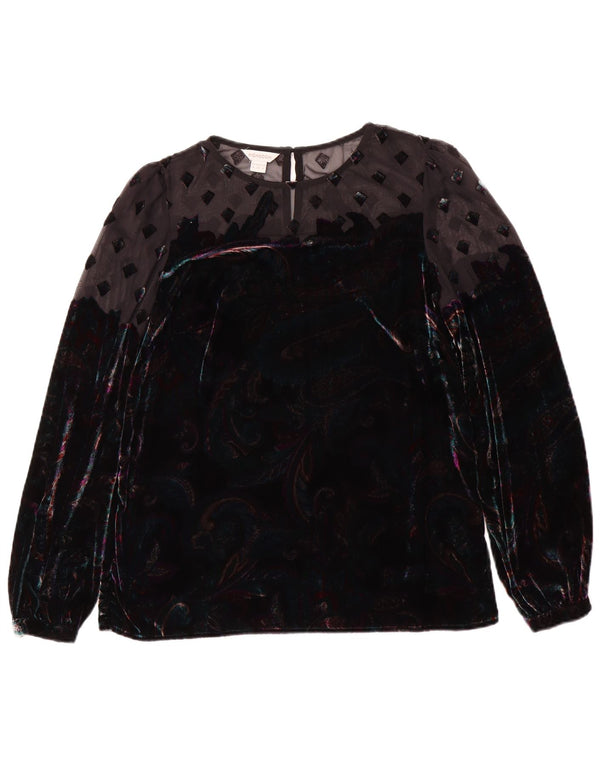 Monsoon Blusa para mujer Top UK 8 Small Green Paisley Nylon