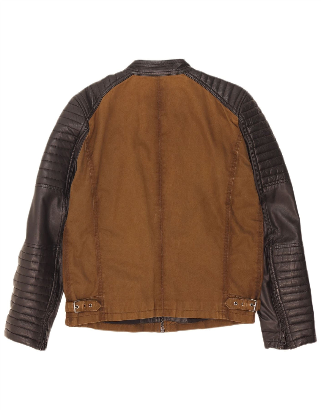 Freaky Nation Chaqueta Racer para hombre UK 38 Marrón medio Colorblock