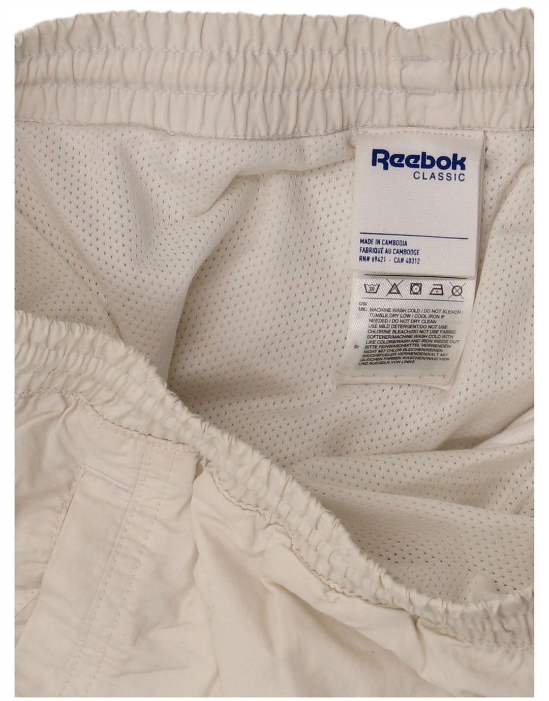 REEBOK Bañador con estampado clásico para hombre, talla grande, poliéster blanco