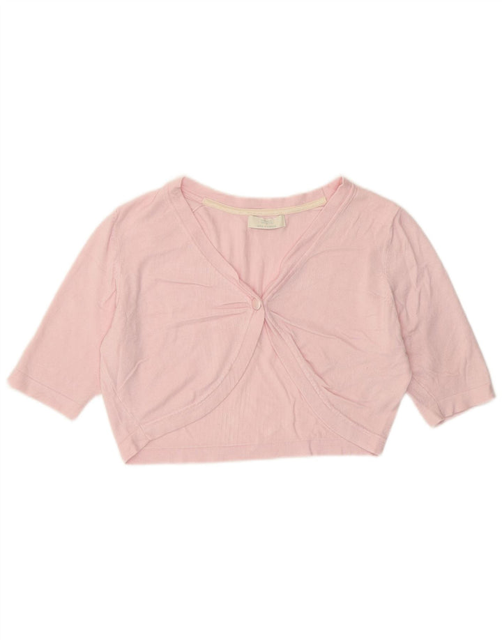 Marks & Spencer Suéter tipo cárdigan de manga corta para mujer, talla 44, color rosa medio
