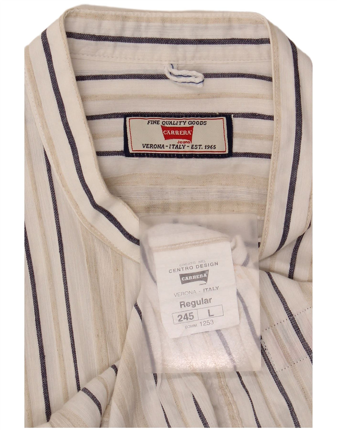 Camisa Carrera Regular Fit para hombre de lino a rayas blancas grandes