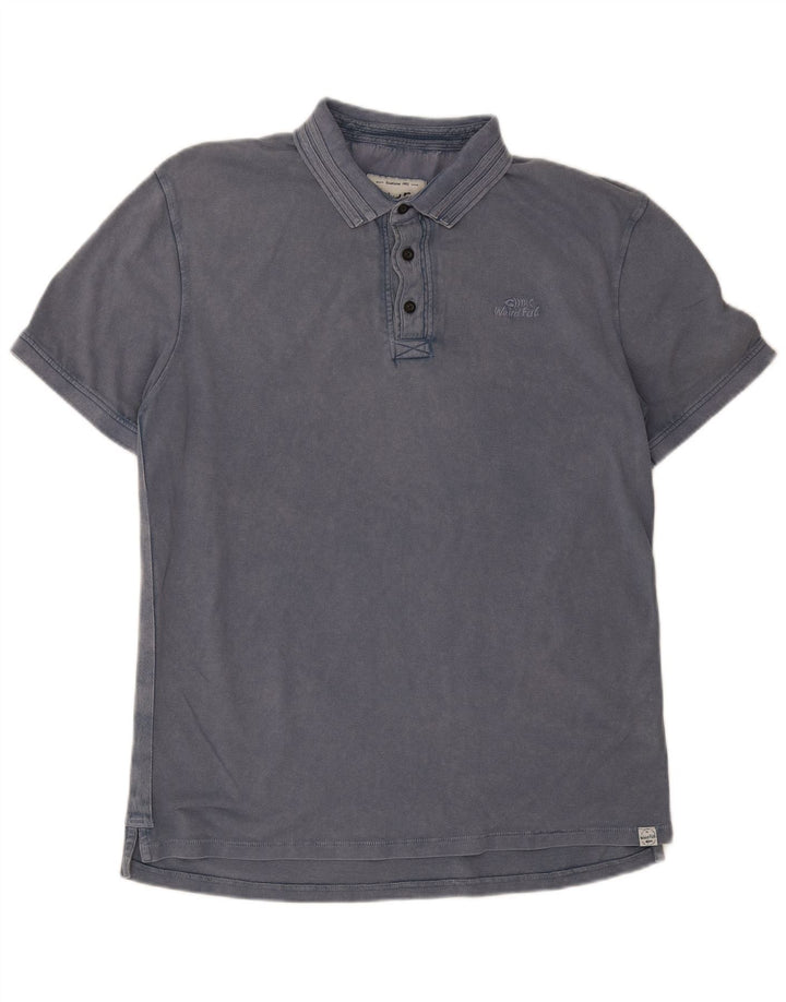 Weird Fish Polo para hombre de algodón azul grande