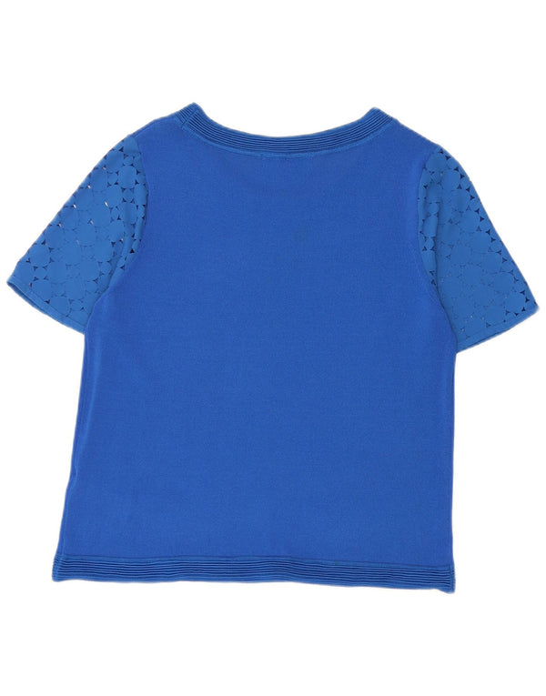 Marks & Spencer Blusa para mujer Top UK 42 Viscosa geométrica azul medio