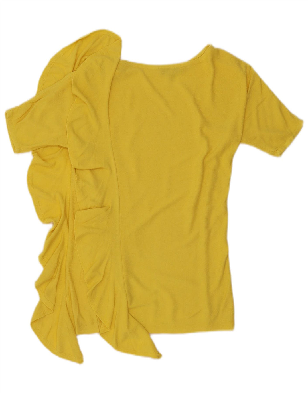 Laura Ashley Blusa Delantera con Volantes para Mujer UK 10 Small Rayón Amarillo