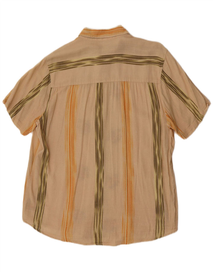 Vintage hombres camisa de manga corta grande beige floral