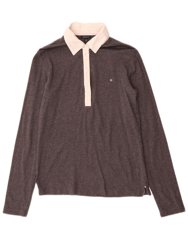 Gant Polo de rugby de manga larga para mujer, talla 40, color gris medio