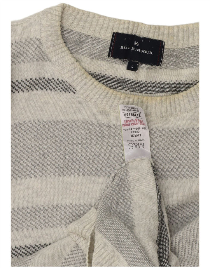 Marks & Spencer Jersey de cuello redondo azul Harbor para hombre, talla grande, gris