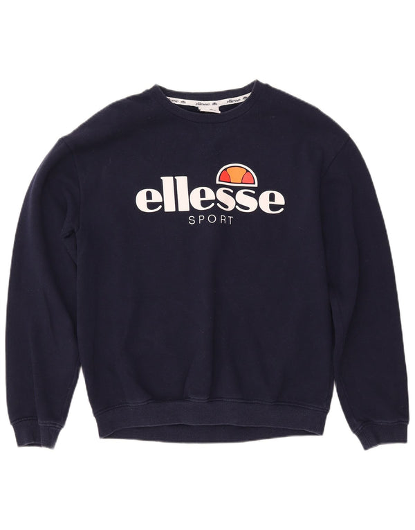 ELLESSE Sudadera gráfica para mujer Jumper UK 12 Medium Azul marino Algodón