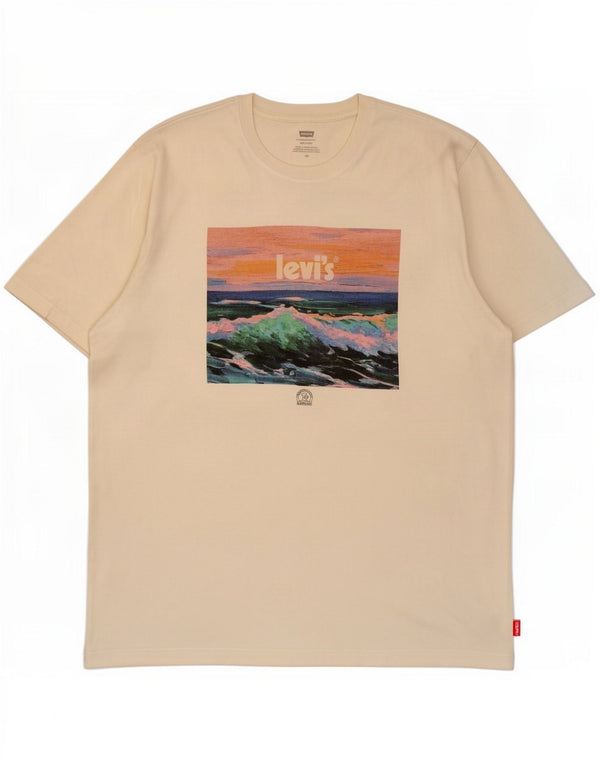 Levi's Camiseta con gráfico relajado para hombre Top grande de algodón blanco