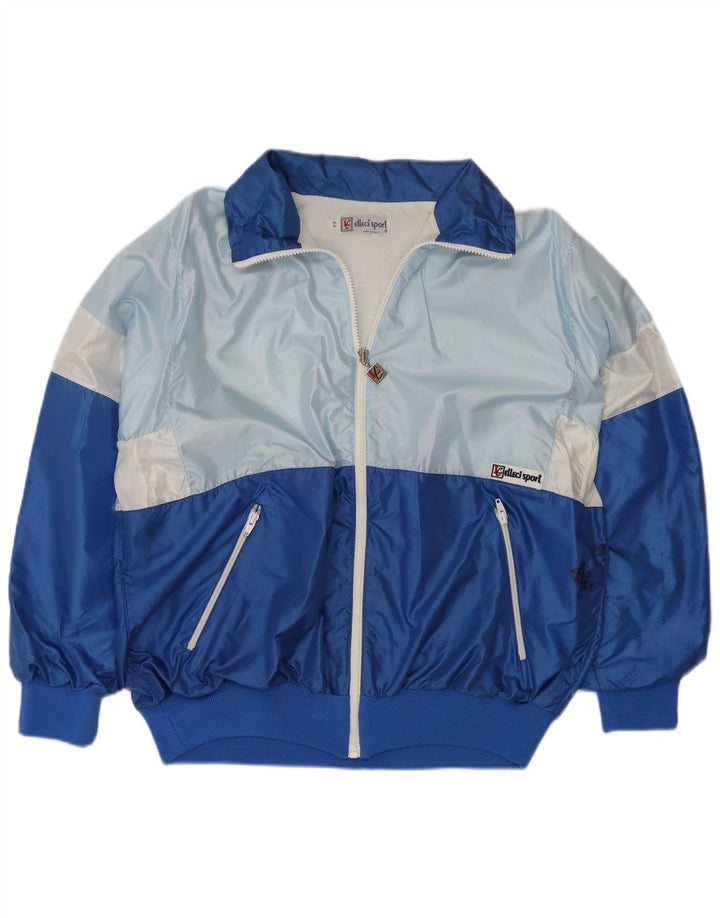 Chaqueta superior de chándal de gran tamaño vintage para mujer IT 44 Bloque de color azul medio