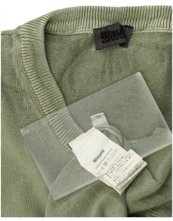 Blauer Jersey con Cuello Redondo para Hombre XL Algodón Verde
