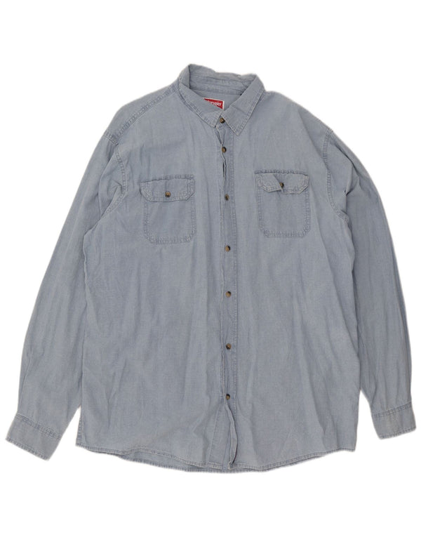 Wrangler Camisa alta para hombre XL Algodón azul