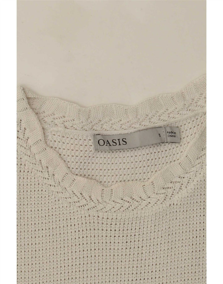 Oasis Top Sin Mangas De Punto para Mujer UK 8 Small Blanco