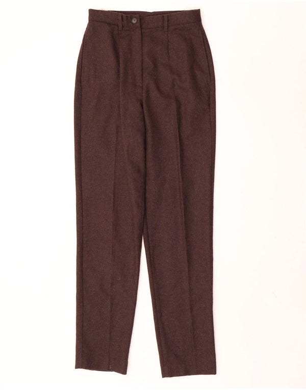 Benetton Pantalones Casuales De Talle Alto IT 40 Small W24 L30 Marrón