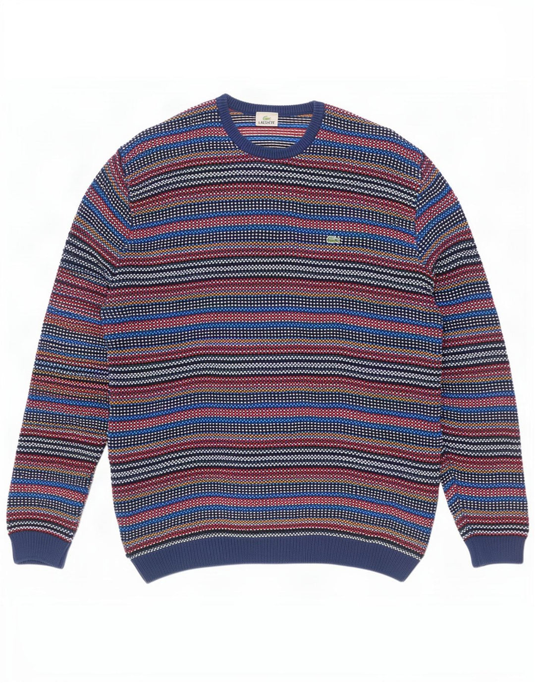 Lacoste Jersey de cuello redondo para hombre talla 7 2XL multicolor a rayas