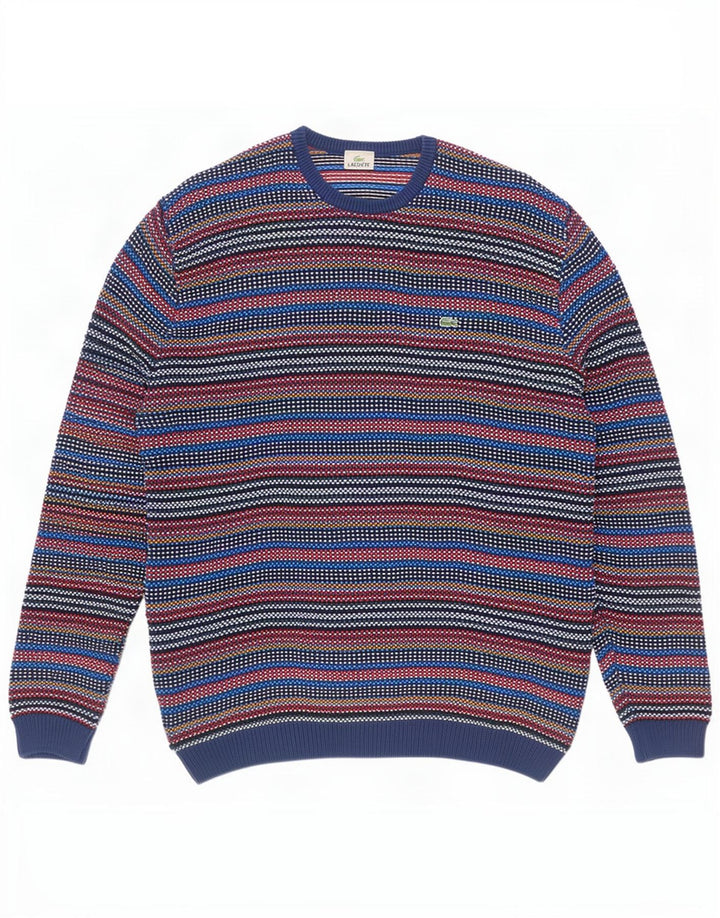 Lacoste Jersey de cuello redondo para hombre talla 7 2XL multicolor a rayas