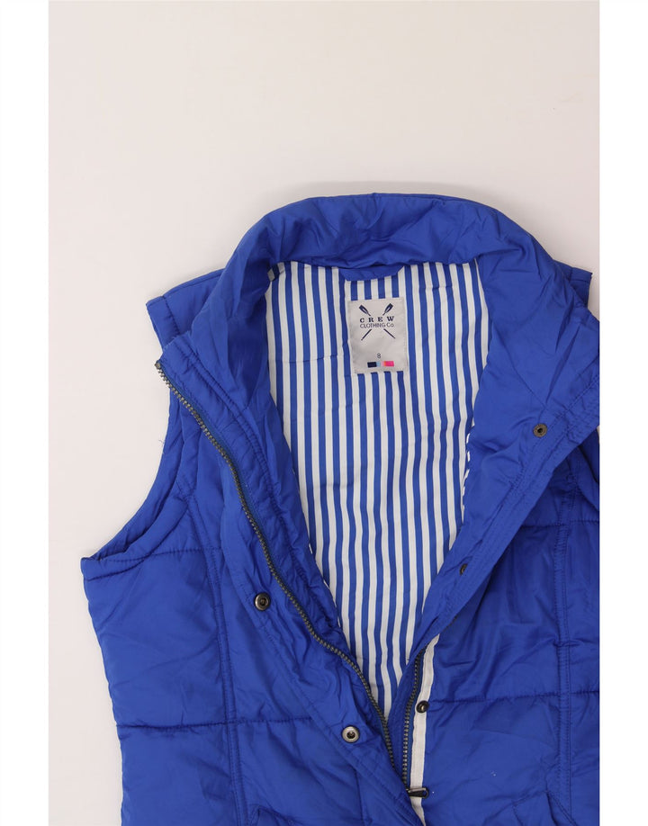 CREW CLOTHING Womens Padded Gilet UK 8 Small Blue Polyester Vintage Crew Clothing and Second-Hand Crew Clothing from Messina Hembry 