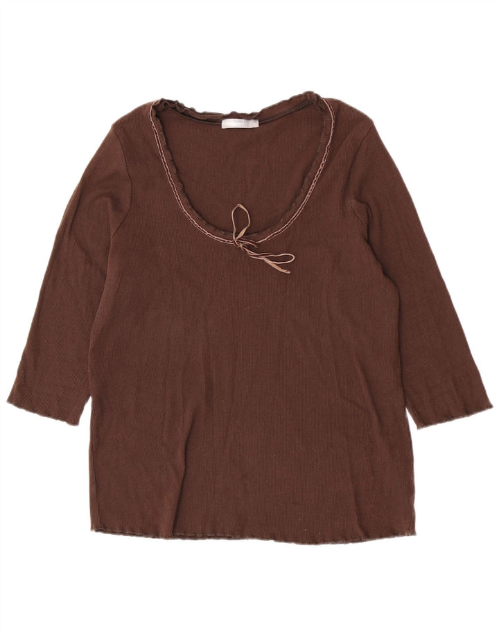 Marks & Spencer Top para mujer manga 3/4 UK 46 Grande Algodón marrón
