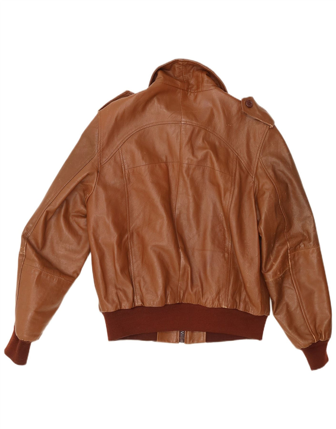 VINTAGE Chaqueta de cuero militar para hombre Reino Unido 40 Cuero marrón grande