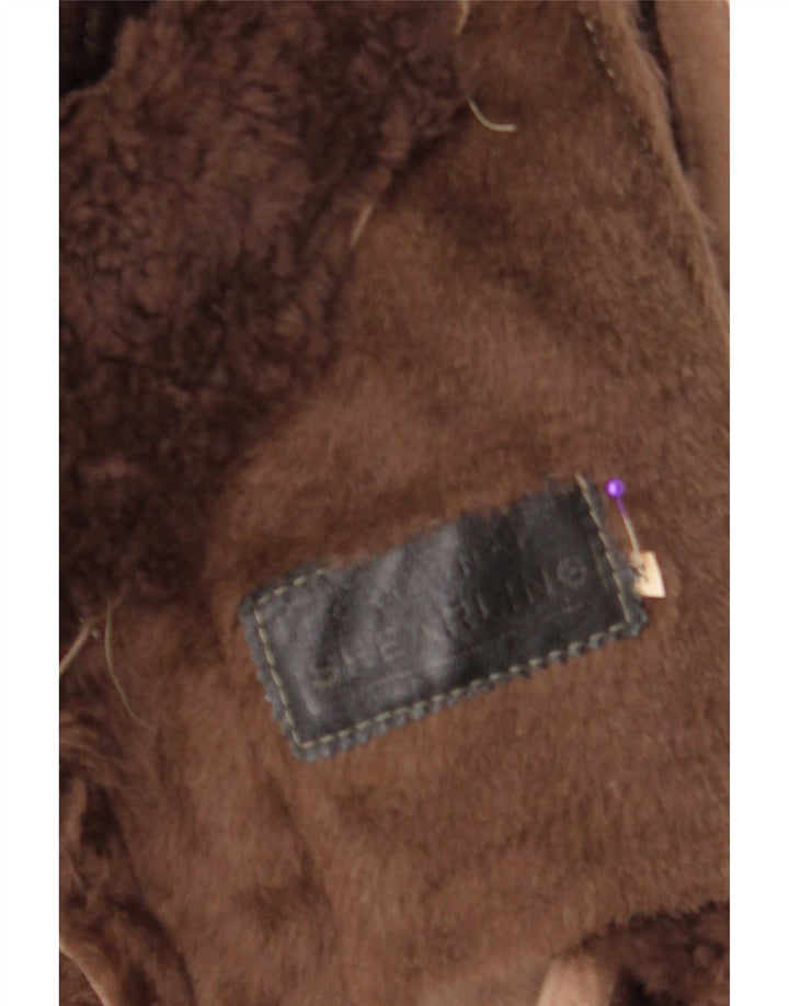 Chaqueta de piel de oveja vintage para hombre IT 52 XL Marrón