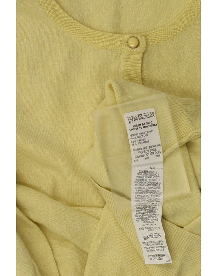 Marks & Spencer Suéter tipo cárdigan para mujer UK 8 Small Viscosa amarilla