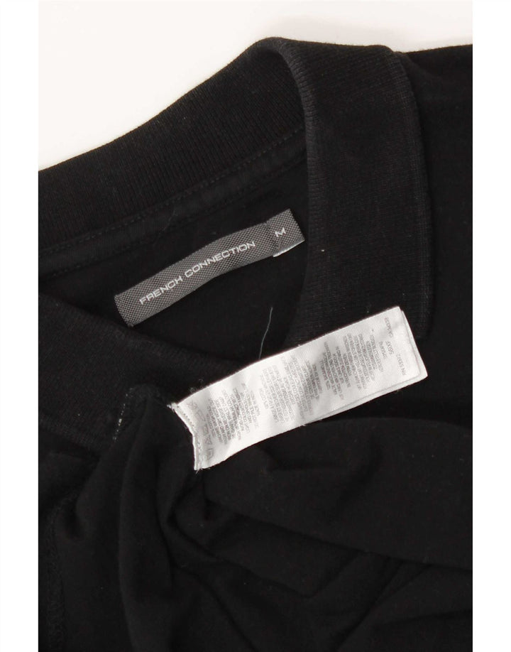 French Connection Polo de manga larga para hombre de algodón negro mediano