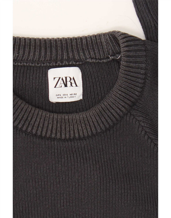 Zara Mens Crew Neck Jumper Sweater Grande Azul Marino