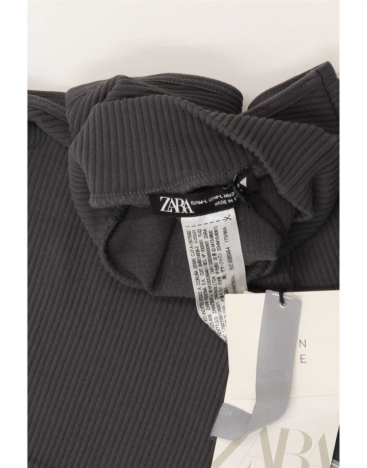 Zara Mujer Crop Vest Top UK 42 Poliamida Gris Medio