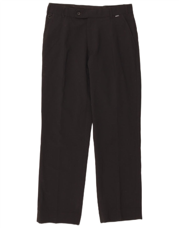 Pantalones de traje rectos para mujer Marks & Spencer W32 L31 Poliéster negro