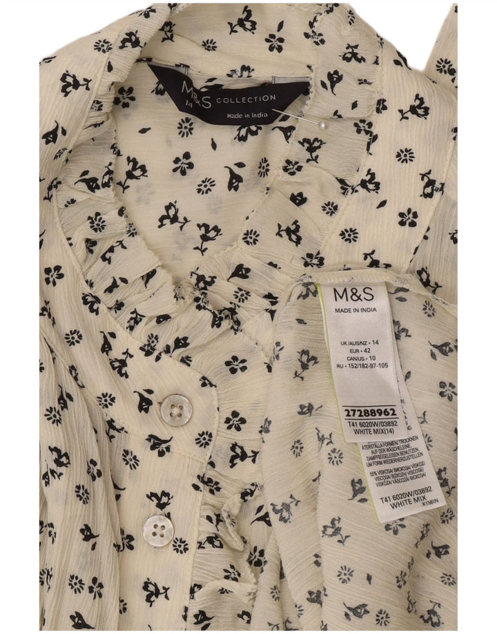 Marks & Spencer Blusa camisera extragrande para mujer Reino Unido 44 Grande Blanco roto Floral