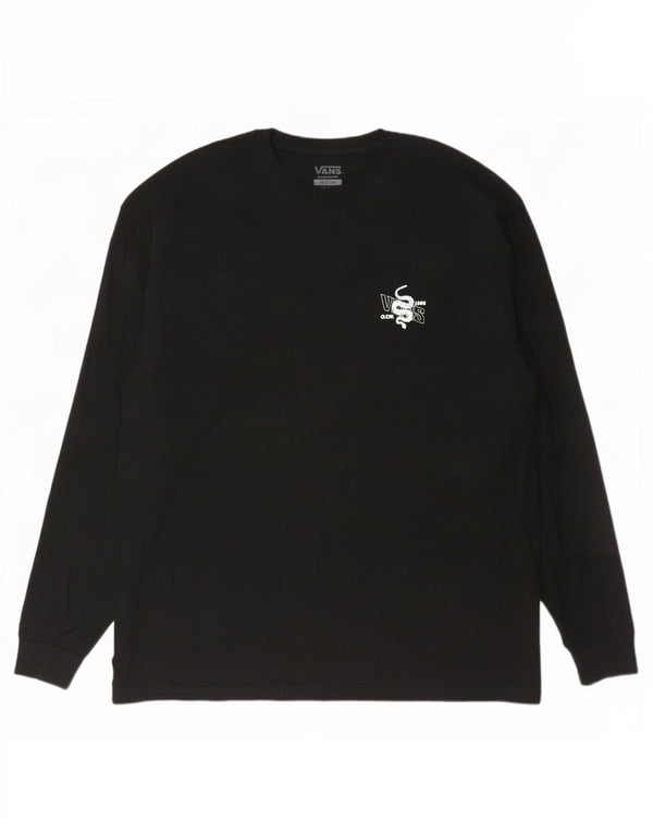 Vans Camiseta gráfica de ajuste clásico para hombre, manga larga, 2XL, algodón negro