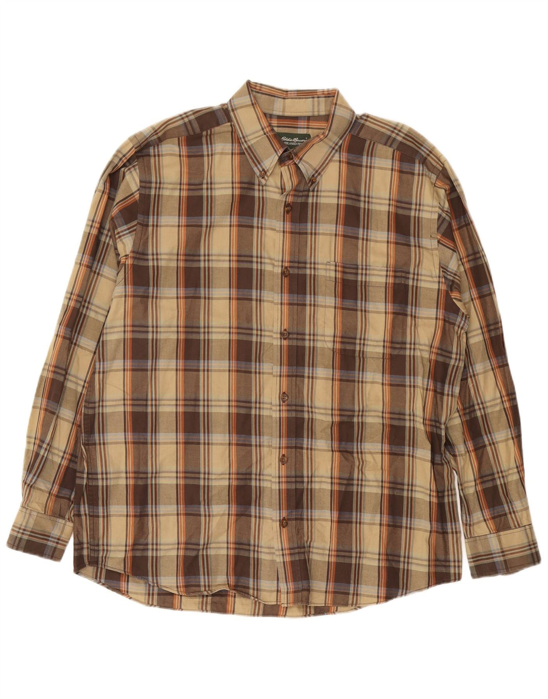 EDDIE BAUER Camisa de franela de ajuste relajado para hombre Algodón a cuadros marrón grande